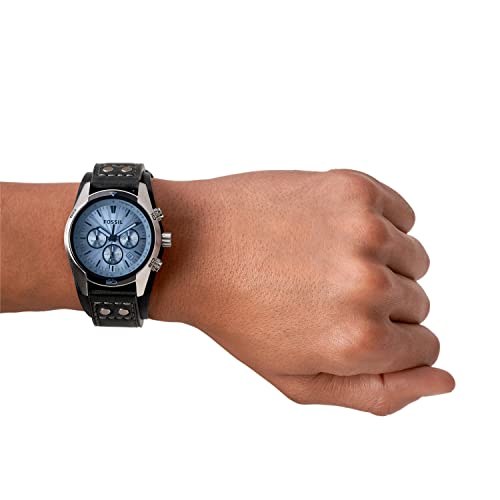 Fossil Men's Coachman Quartz Stainless Steel and Leather Chronograph Watch, Color: Silver, Black (Model: CH2564)