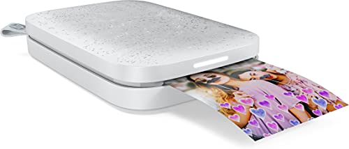 HP Sprocket Portable 2x3' Instant Color Photo Printer (Luna Pearl) Print Pictures on Zink Sticky-Backed Paper from your iOS and Android Device.