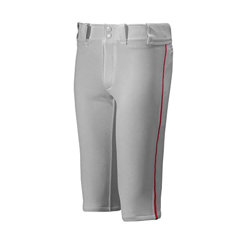 Mizuno Youth Premier Short Piped Pants, Grey/Red, 3X-Large