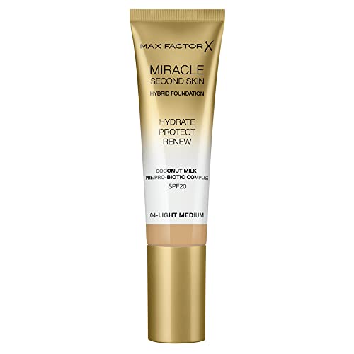 Max Factor Miracle Second Skin Foundation SPF 20-04 Light Medium Foundation Women 1.01 oz