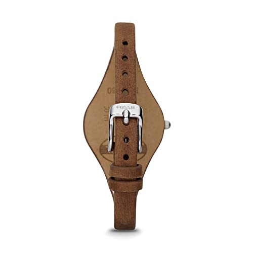 Fossil Women's Georgia Quartz Stainless Steel and Leather Three-Hand Watch, Color: Silver, Brown (Model: ES3060)