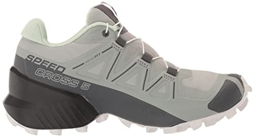 Salomon Speedcross 5 Trail Running Shoes for Women, Wrought Iron/Spray/White, 7.5
