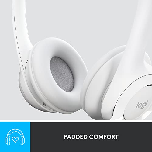 Logitech H390 Wired Headset for PC/Laptop, Stereo Headphones with Noise Cancelling Microphone, USB-A, in-Line Controls, Works with Chromebook - Off White