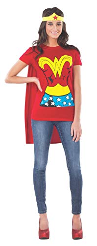 Rubie's womens Dc Comics Wonder Woman T-shirt With Cape and Headband Costume Top, Red, Large US