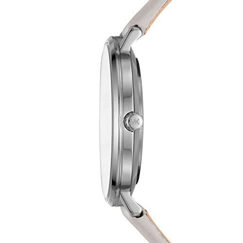 Michael Kors Women's Pyper Stainless Steel Quartz Watch with Leather Strap, Silver/Grey/White, 18