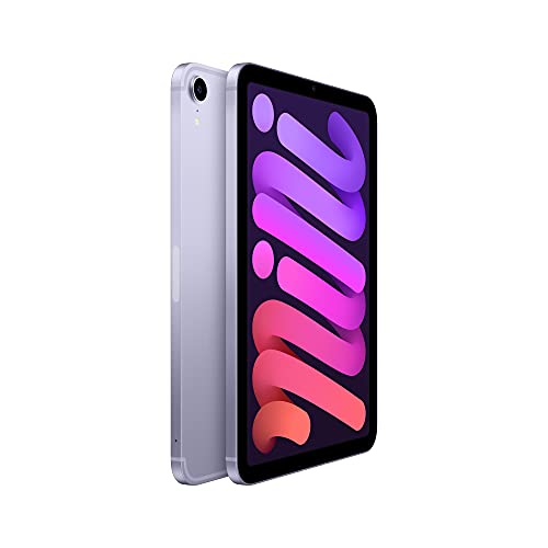 Apple iPad Mini (6th Generation): with A15 Bionic chip, 8.3-inch Liquid Retina Display, 64GB, Wi-Fi 6 + 5G Cellular, 12MP front/12MP Back Camera, Touch ID, All-Day Battery Life – Purple