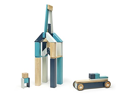 42 Piece Tegu Magnetic Wooden Block Set, Blues, 1-99 years old