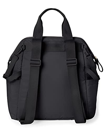 Skip Hop Diaper Bag Backpack: Mainframe Large Capacity Wide Open Structure with Changing Pad and Stroller Attachement, Black with Gold Trim