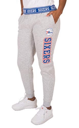 Ultra Game NBA Philadelphia 76ers Womens Jogger Pants Active Basic Fleece Sweatpants , Heather Gray, Medium