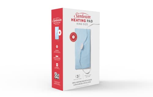 Sunbeam XL Heating Pad for Back, Neck, and Shoulder Pain Relief with Sponge for Moist Heating Option, Extra Large 12 x 24', Blue