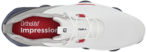 FootJoy Men's Tour Alpha Golf Shoe, White/Navy/Grey, 10.5