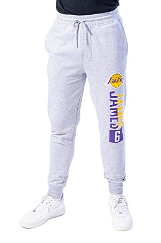 Ultra Game NBA Los Angeles Lakers - Lebron James Mens Active Fleece Jogger, Heather Charcoal, Medium