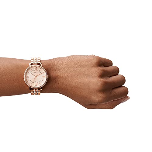 Fossil Women's Jacqueline Quartz Stainless Steel Three-Hand Watch, Color: Rose Gold Glitz (Model: ES3546)