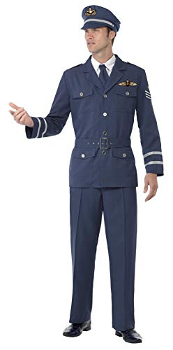 Smiffys Men's M-US Size 38'-40' Ww2 Air Force Captain Costume, Blue