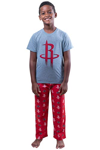 Ultra Game NBA Houston Rockets Youth 2 Piece Pjs Lounge Pants and Tee Set, Team Color, 10/12