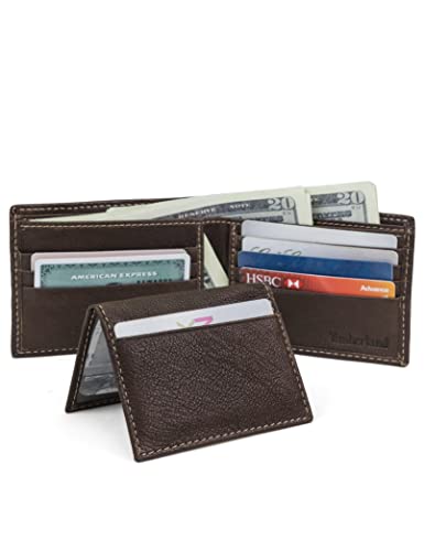 Timberland Men's Genuine Leather RFID Blocking Passcase Security Wallet, Brown, One Size