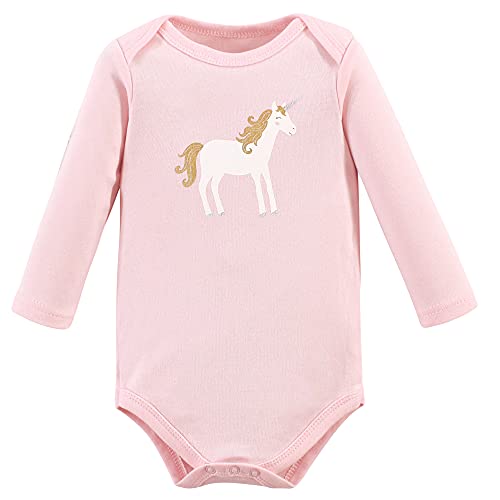 Hudson Baby Unisex Baby Cotton Long-Sleeve Bodysuits Gold Unicorn, 9-12 Months