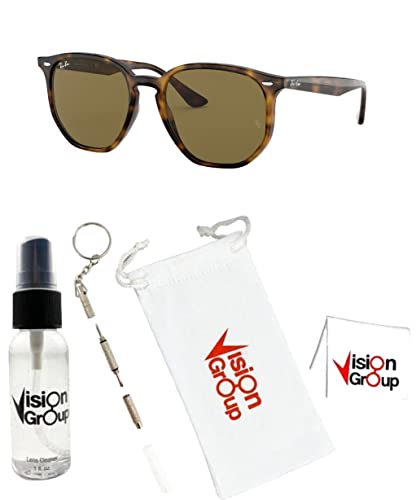 Ray-Ban RB4306 Sunglasses + Vision Group Accessories Bundle (Light Havana/Dark Brown (710/73)
