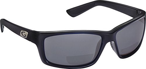 Guideline Eyegear Surface Polarized Bifocal Sunglass with Deepwater Gray Lens, Shiny Black Frame (+2.00)