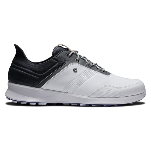 FootJoy Men's Stratos Golf Shoe, White/Charcoal, 10.5