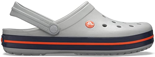 Crocs unisex adult Men's and Women's Crocband Clog, Light Grey/Navy, 13 Women 11 Men US