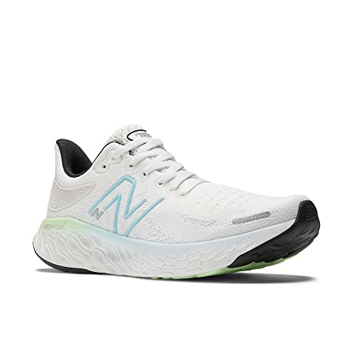 New Balance Women's Fresh Foam X 1080 V12 Running Shoe, White/Bleach Blue/Green Aura, 9