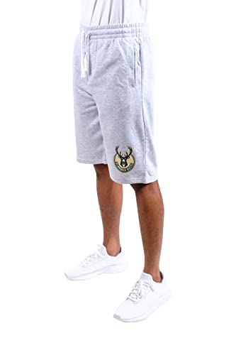 Ultra Game NBA Milwaukee Bucks Mens French Terry Shorts, Heather Gray, Large