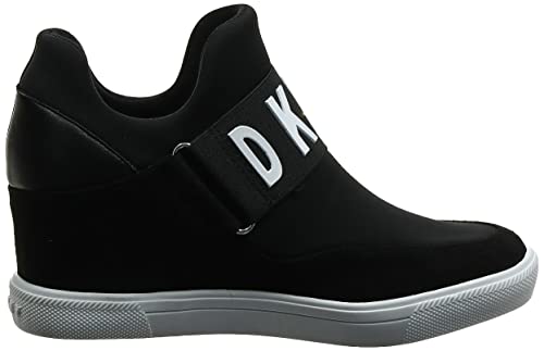 6.5 DKNY Women's High-Top Sneakers – Slip-On Shoes with Hidden Wedges, Black Cosmos