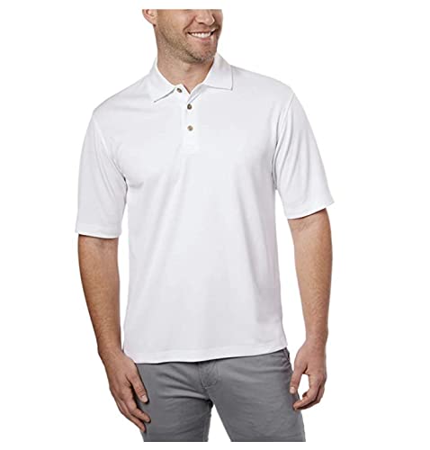 Kirkland Men's Performance Moisture Wicking Polo - 4 Colors and Sizes (X-Large, Grey Blue Stripe)