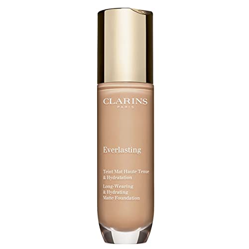 Clarins Everlasting Foundation | Full Coverage and Long-Wearing | Hides Imperfections, Evens Skin Tone and Hydrates | Natural, Matte Finish | Transfer-Proof, Sweat-Proof, Smudge-Proof | 1 Fl Oz