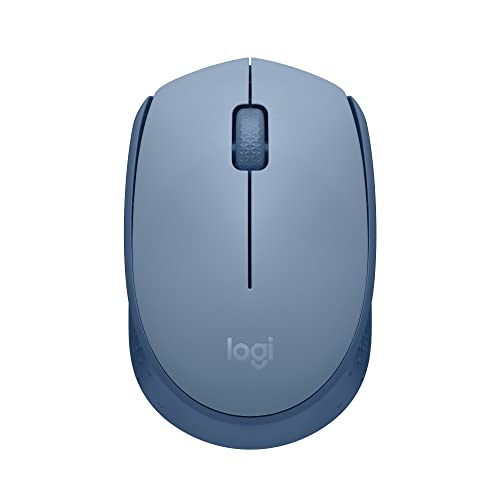 Logitech M170 Wireless Mouse for PC, Mac, Laptop, 2.4 GHz with USB Mini Receiver, Optical Tracking, 12-Months Battery Life, Ambidextrous - Blue Grey