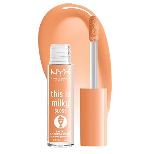 NYX PROFESSIONAL MAKEUP This Is Milky Gloss, Lip Gloss with 12 Hour Hydration, Vegan - Salted Caramel Shake (Caramel)