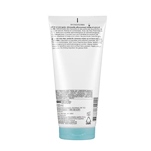 Vichy Pureté Thermale 3 in 1 Facial Cleanser, Multi Purpose Face Wash, Toner and Makeup Remover, Suitable for Sensitive Skin, 6.7 Fl Oz