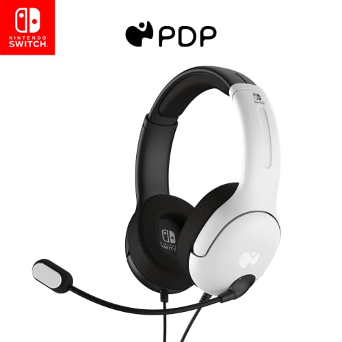 PDP Gaming LVL40 Stereo Headset with Mic for Switch OLED - Noise Cancelling Microphone - Black and White - Nintendo Switch
