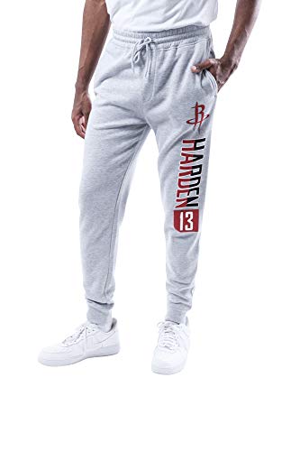 Ultra Game NBA Houston Rockets - James Harden Mens Active Fleece Jogger, Heather Charcoal, Small