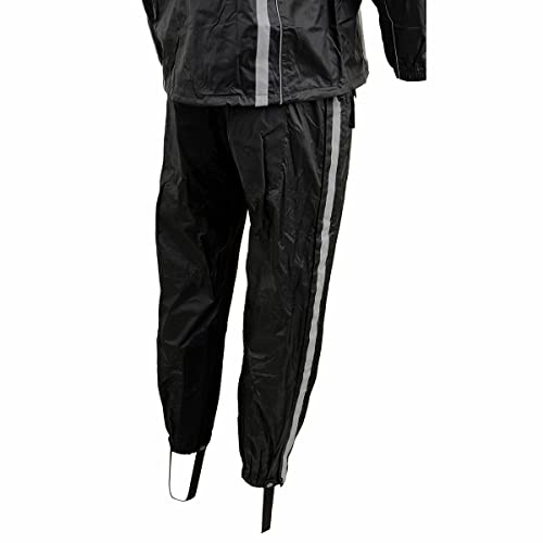 Milwaukee Leather MPM9510 Men's Black Water-Resistant Rain Suit with Hi Vis Reflective Tape - Large