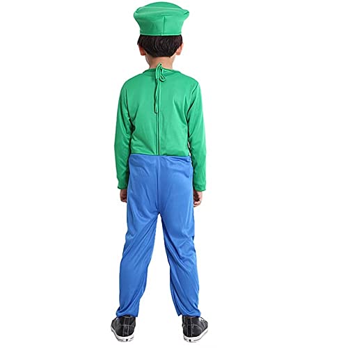 Sztylong Deluxe Child Super Brothers Costume for Kids Halloween Outfit with Hat Mustache and Gloves