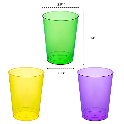 Party Essentials Hard Plastic Party Cups/Tumblers, 10-Ounce, Mardi Gras Mix, 50-Count