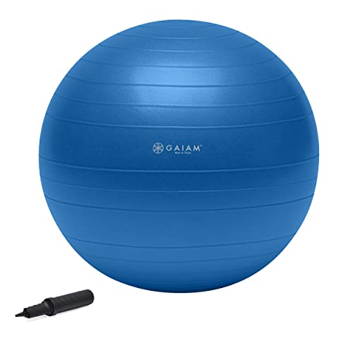 Gaiam 05-52205 Total Body Balance Ball Kit - Includes 75cm Anti-Burst Stability Exercise Yoga Ball, Air Pump and Workout Video - Blue