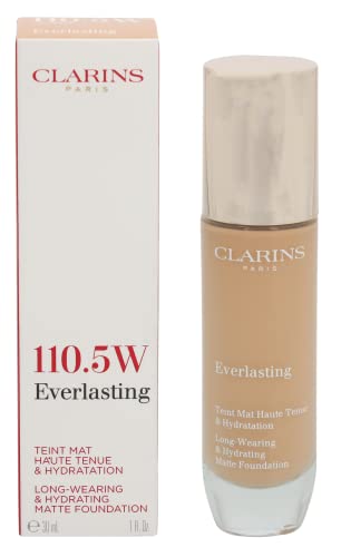Clarins Everlasting Foundation | Full Coverage and Long-Wearing | Hides Imperfections, Evens Skin Tone and Hydrates | Natural, Matte Finish | Transfer-Proof, Sweat-Proof, Smudge-Proof | 1 Fl Oz