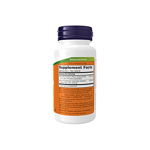 NOW Supplements, Pine Bark Extract 240 mg, 90% OPC Pine Bark Extract, (from the Inner Bark of Chinese Red Pine), 90 Veg Capsules