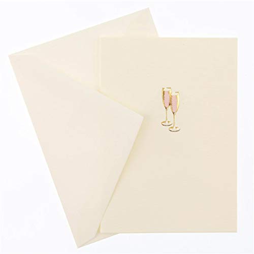 Graphique Pink Champagne La Petite Presse Boxed Notecards - 10 Embellished Gold Foil Champagne Blank Cards with Matching Envelopes, 3.25' x 4.75'