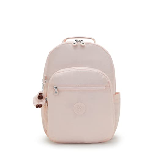 Kipling Women's Seoul 15' Device Backpack, Durable, Roomy with Padded Shoulder Straps, School Bag, Primrose Pink, 13.75''L x 17.25''H x 8''D