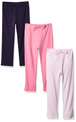 Hudson Baby Unisex Baby Cotton Pants and Leggings Light Pink Stripes, 3-6 Months