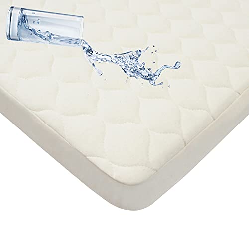 American Baby Company Waterproof Quilted Fitted Portable/Mini Crib pad cover made with Organic Cotton Top Layer, Natural Color
