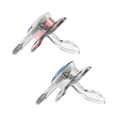 Dr. Brown's PreVent Orthodontic Baby Pacifier, Suction Free Air Channel, Contoured Butterfly Shield is Gentle on Face, Made in USA, Stage 1, 0-6m, 2-Pack, Glow in the Dark - Pink