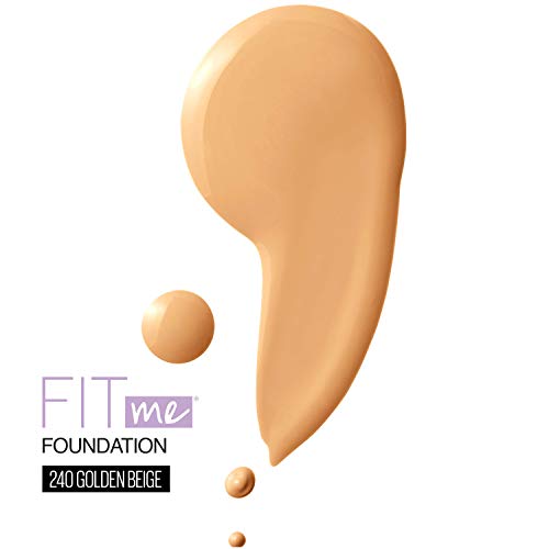 Maybelline Fit Me Dewy + Smooth SPF 18 Liquid Foundation Makeup, Golden Beige, 1 Count