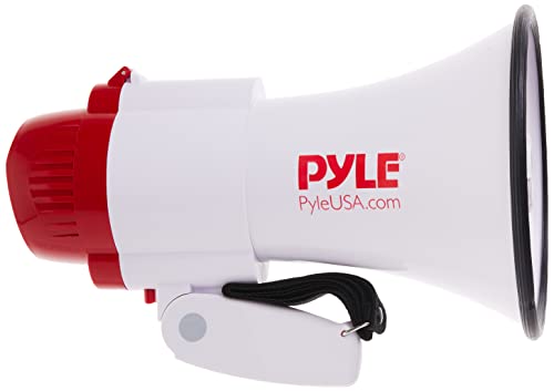 Pyle Megaphone Speaker Lightweight Bullhorn - Built-in Siren, Adjustable Volume Control and 800 Yard Range - PMP30