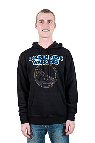 Ultra Game NBA Golden State Warriors Mens Fleece Hoodie Pullover Sweatshirt Primo Metallic, Black, XX-Large
