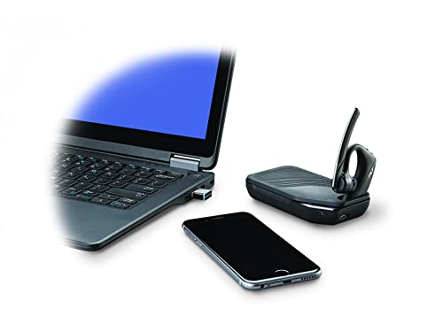 Plantronics - Voyager 5200 UC (Poly) - Bluetooth Single-Ear (Monaural) Headset - USB-A Compatible to connect to your PC and/or Mac - Works with Teams, Zoom and more - Noise Canceling